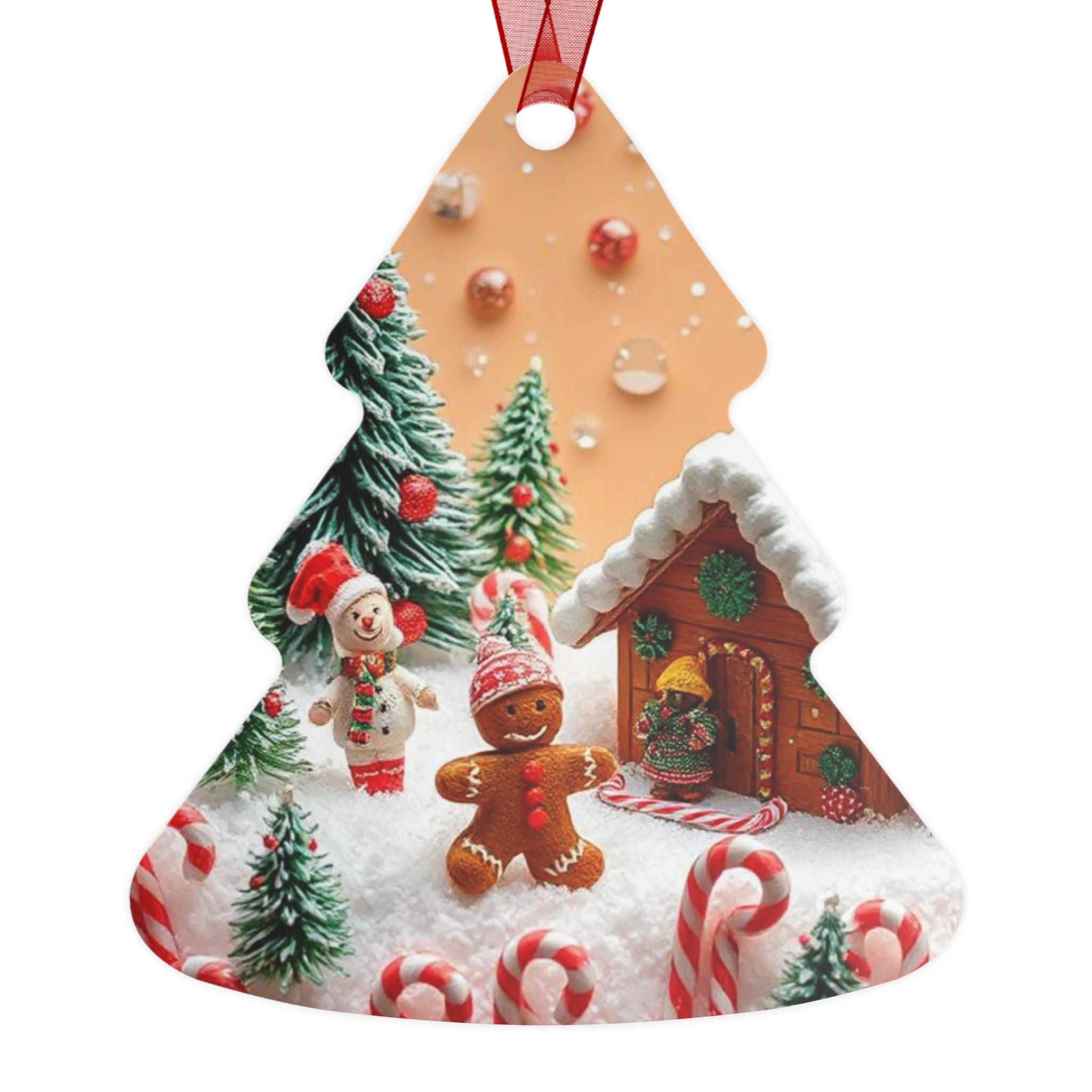 Gingerbread Cottage Metal Ornament — Christmas Bell Holiday Decoration