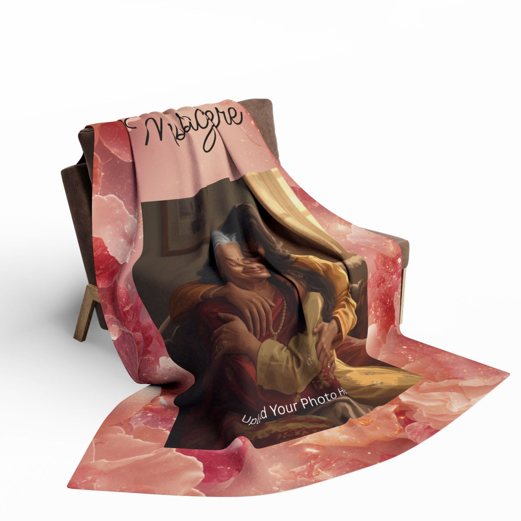 Personalized Photo Fleece Blanket — "Your Special Message Here" Floral Memorial Gift