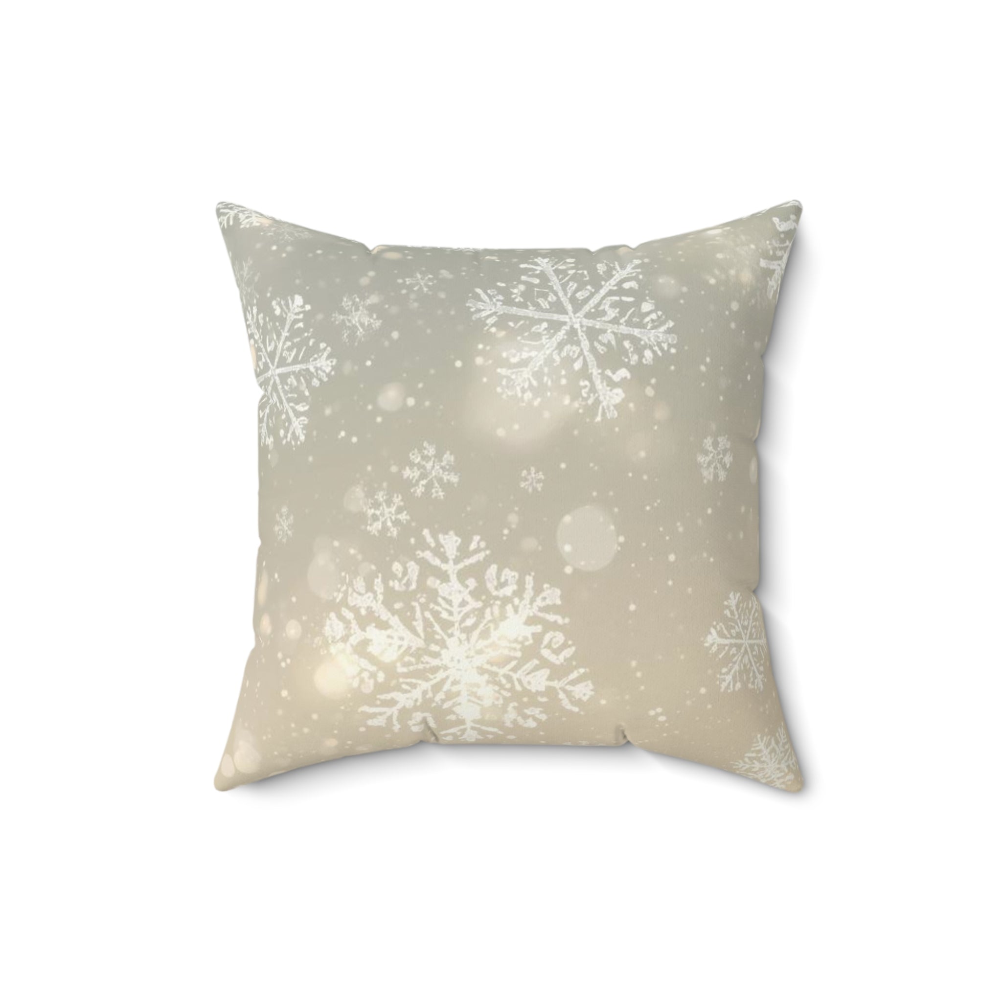 Snowflake Glow Square Pillow — Winter Holiday Decorative Throw Pillow