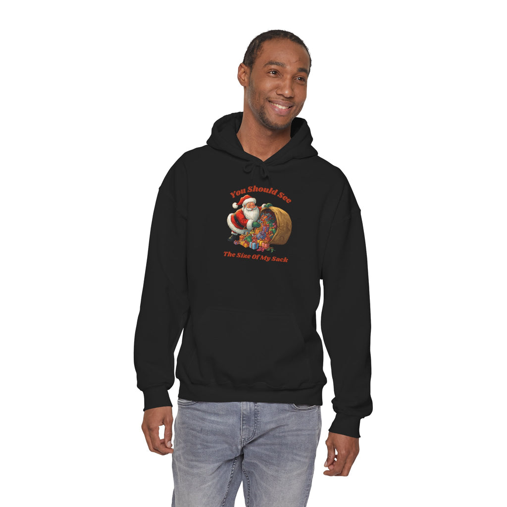 Adult Themed Santa Sack Hoodie — 'You Should See The Size Of My Sack' Christmas Attire