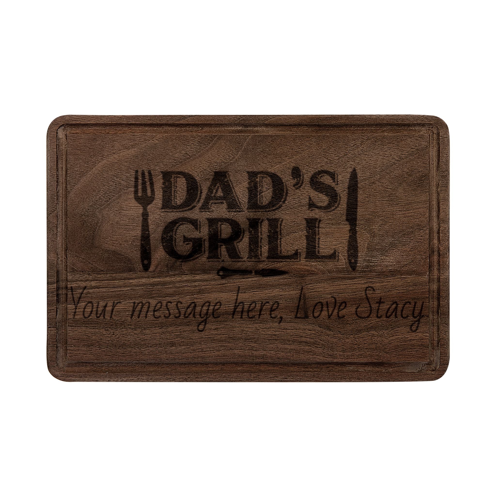 Engraved 'Dad's Grill' Wooden Cutting Board – Personalized BBQ Gift