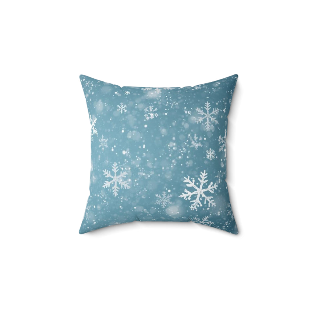 Winter Snowflake Decorative Pillow — Blue Holiday Throw Pillow