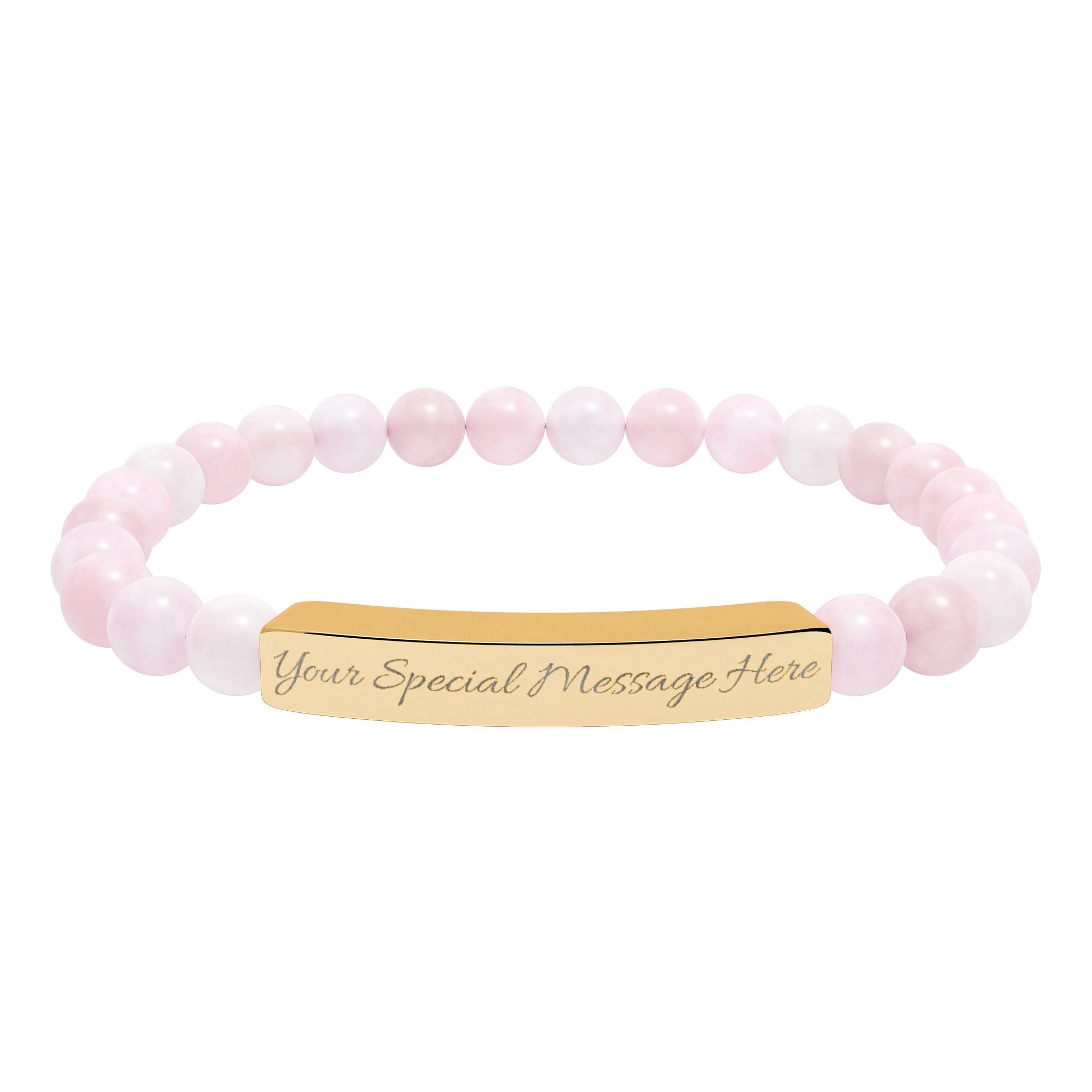 Personalized, Engravable Natural Stone Bar Bracelet — Personalized Stretch Beaded Bracelet