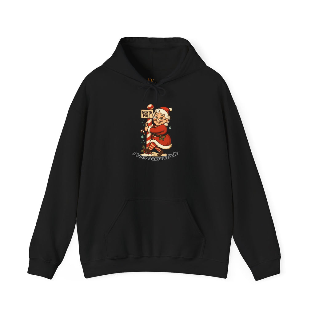 Adult Themed Mrs. Clause Hoodie - 'I Love Santa's Pole' Christmas Attire