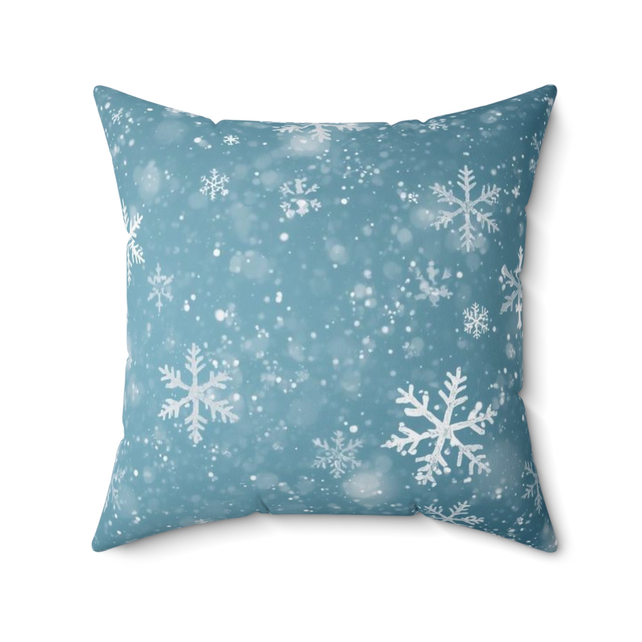 Winter Snowflake Decorative Pillow — Blue Holiday Throw Pillow