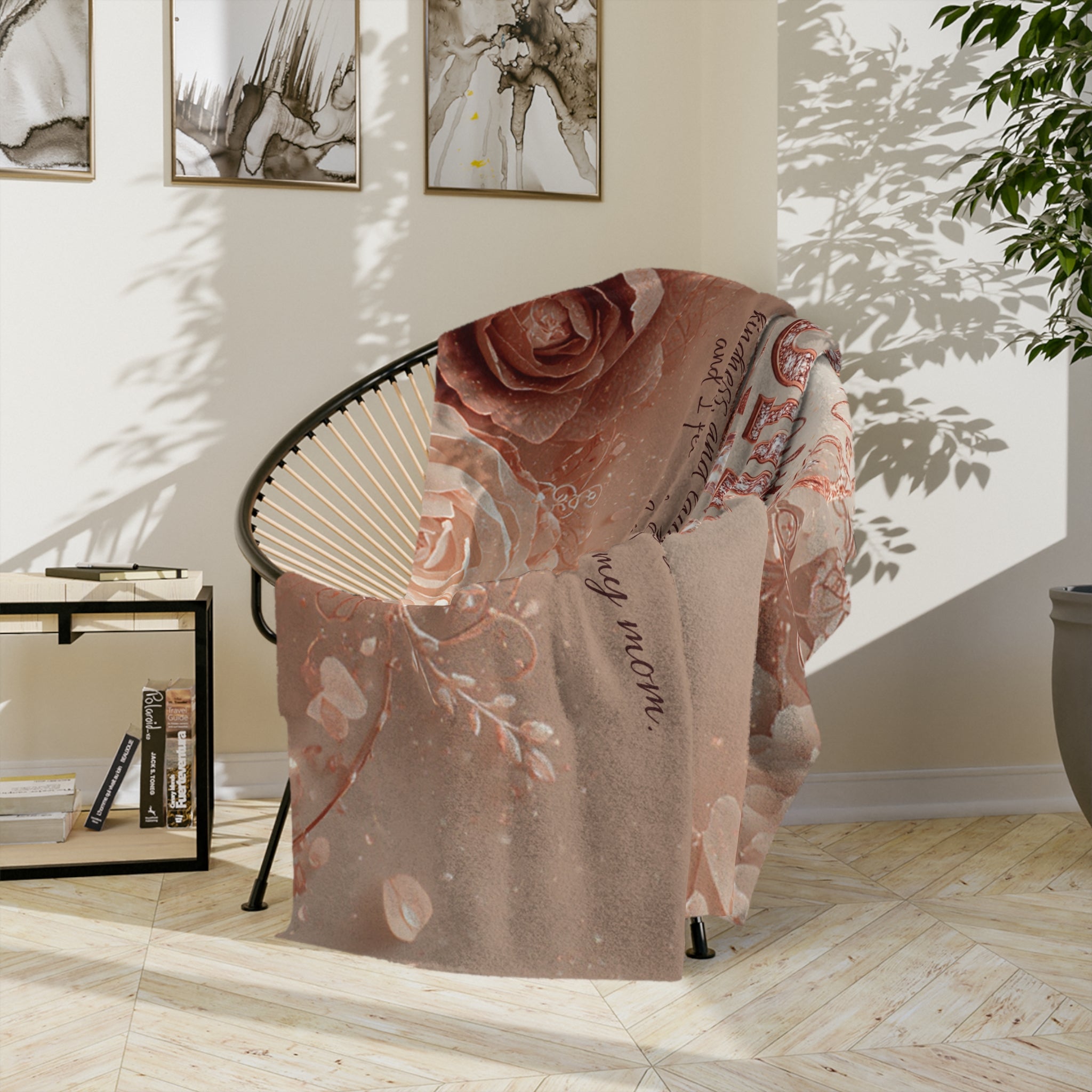 Mother's Day Microfiber Blanket — "Warmth Begins With MOM" Rose Gold Tribute