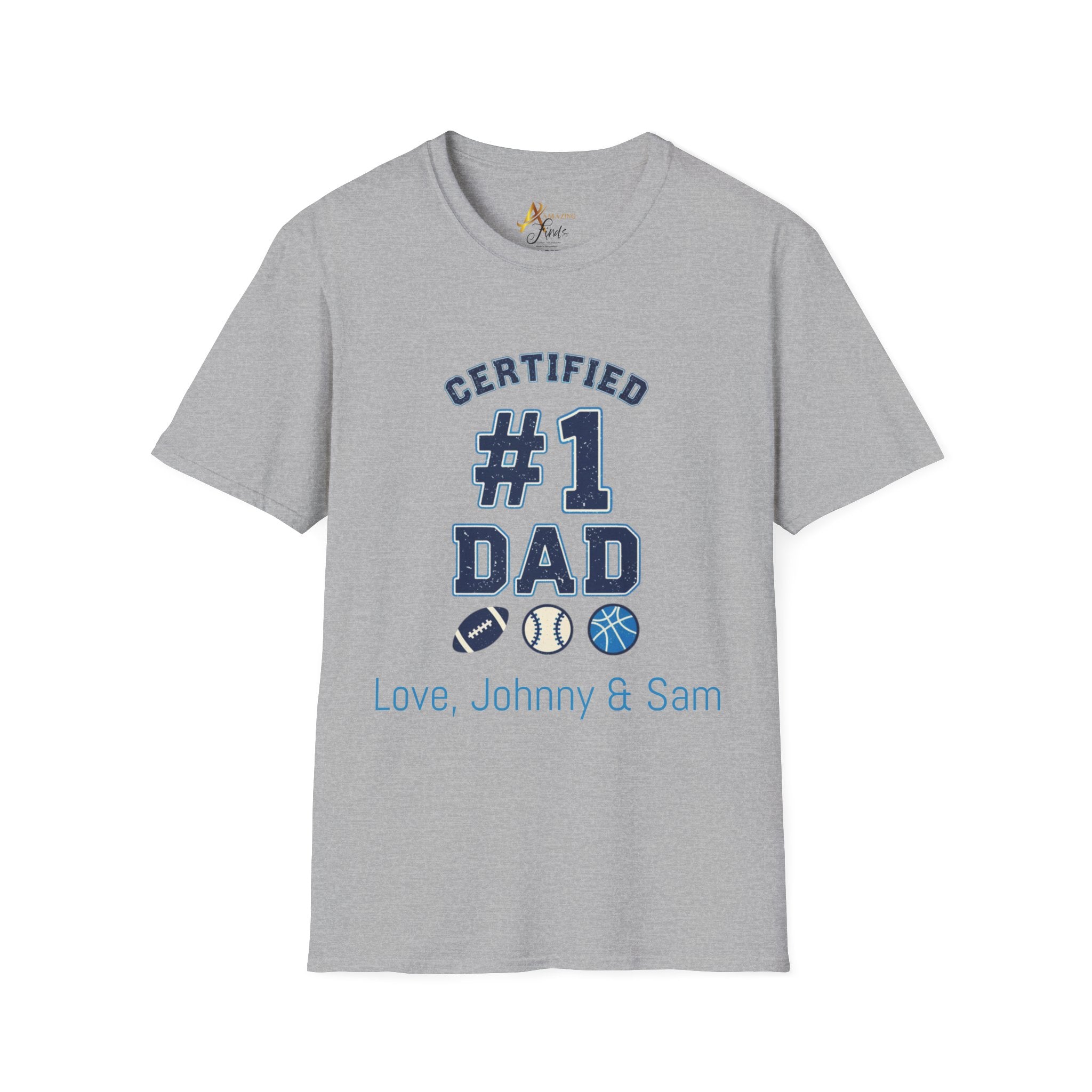 Certified #1 Dad Sports T-Shirt — Personalized "Love, [Names]" Father's Day Tee