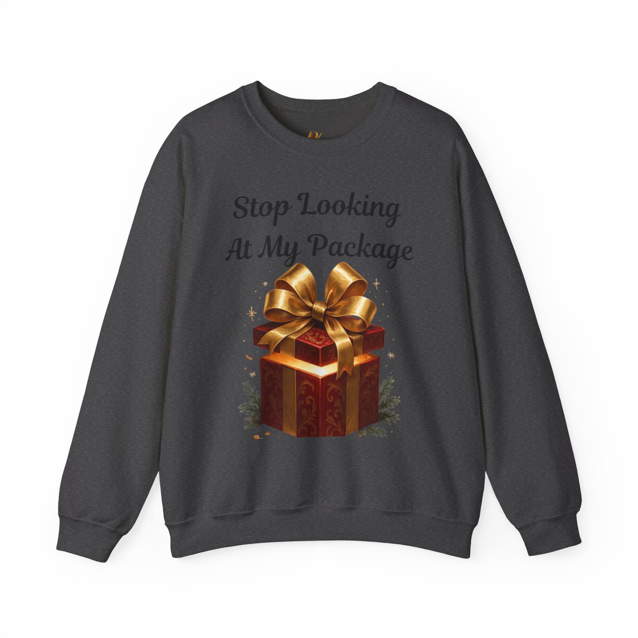 Adult Themed Big Gift Sweatshirt — 'Stop Looking At My Package' Christmas Attire