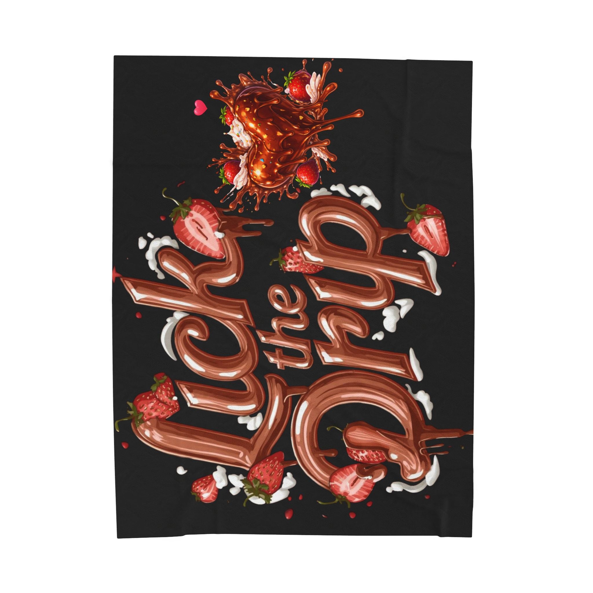 Lick the Drip Velveteen Plush Blanket | strawberry chocolate drip typography