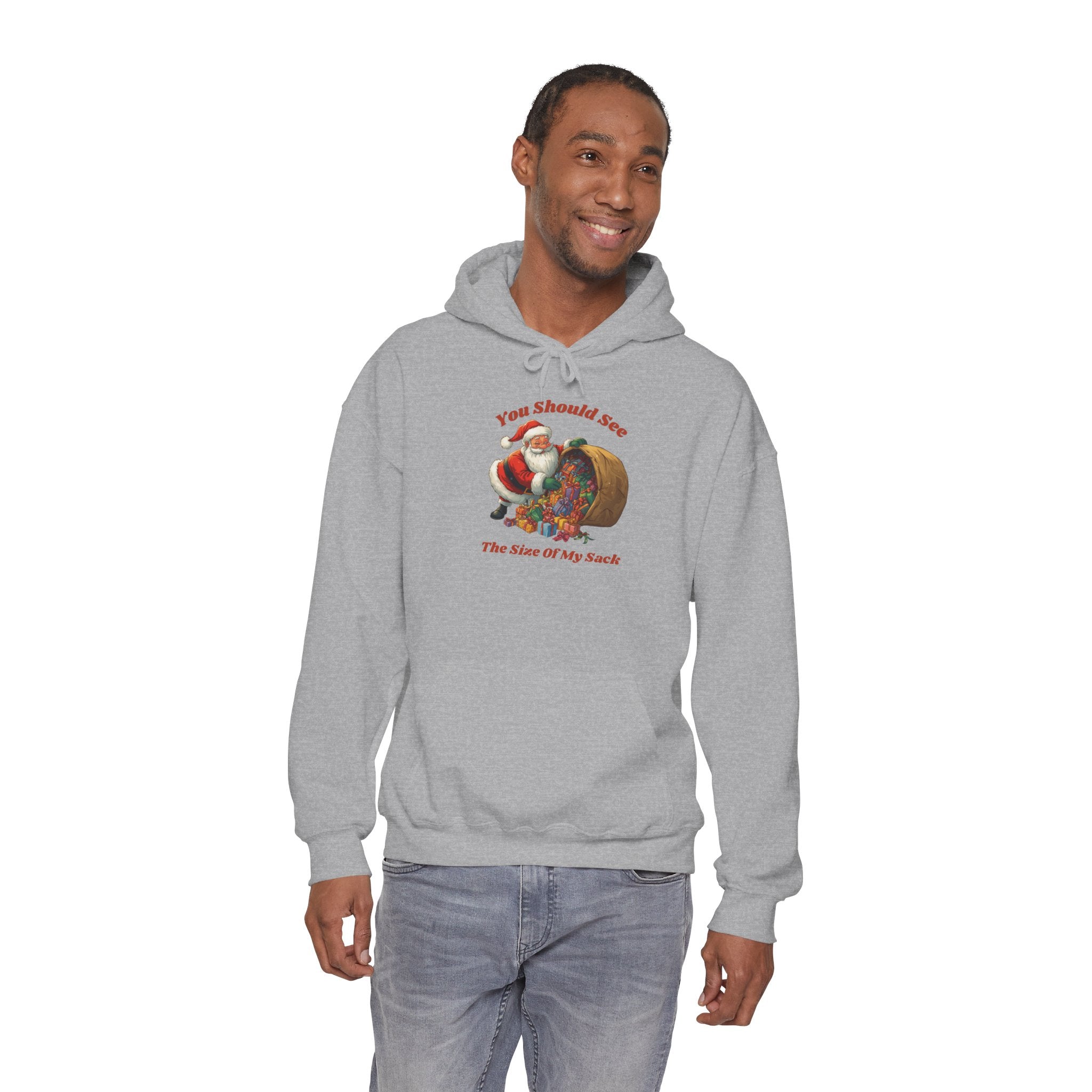 Adult Themed Santa Sack Hoodie — 'You Should See The Size Of My Sack' Christmas Attire