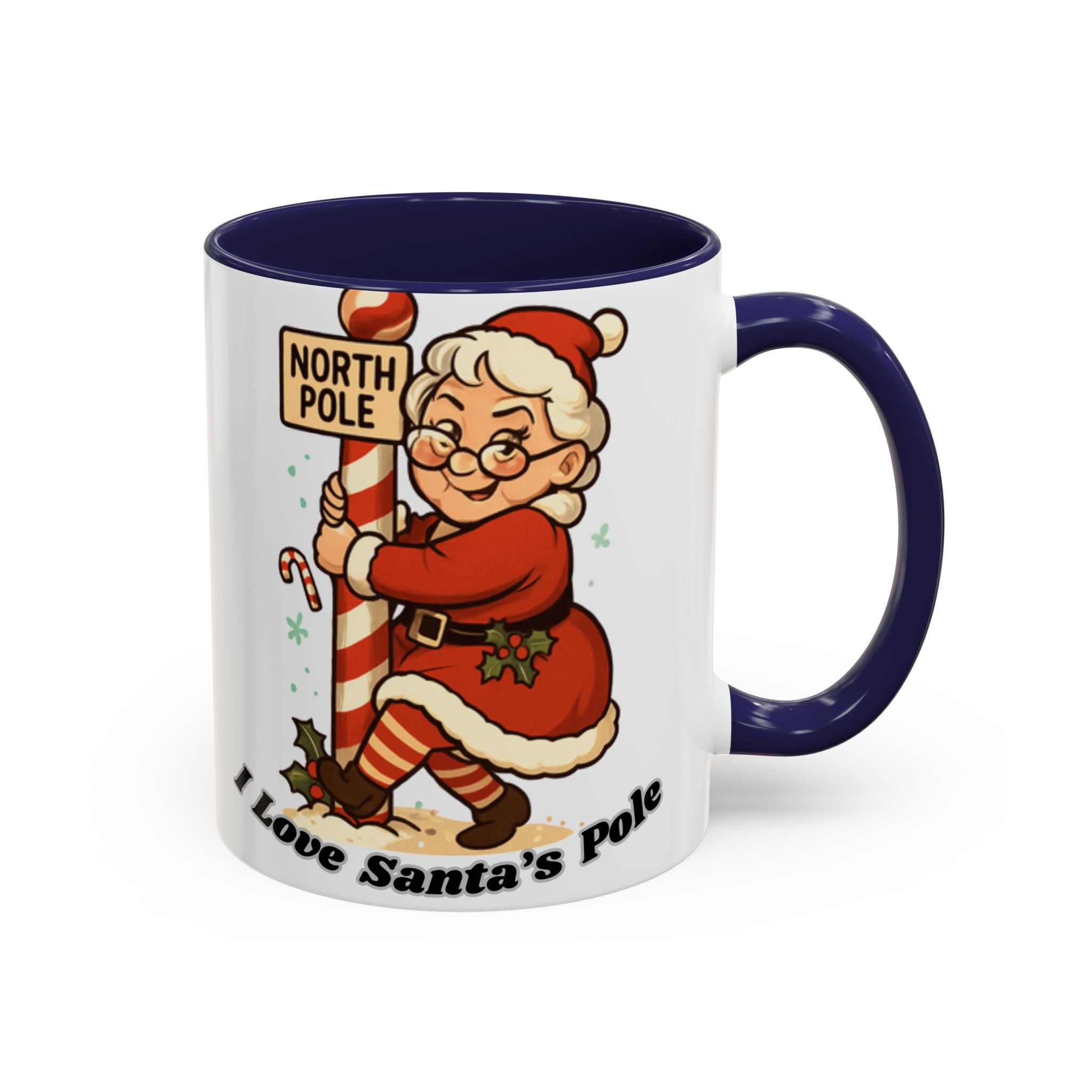 Festive Mrs. Claus Holiday Gift (11/15 oz) - 'I Love Santa's Pole' Coffee Mug