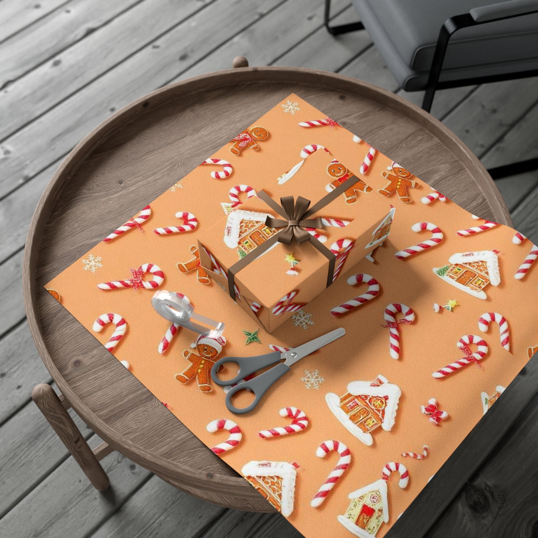 Wrapping Paper — Gingerbread & Candy Cane Holiday Gift Wrap