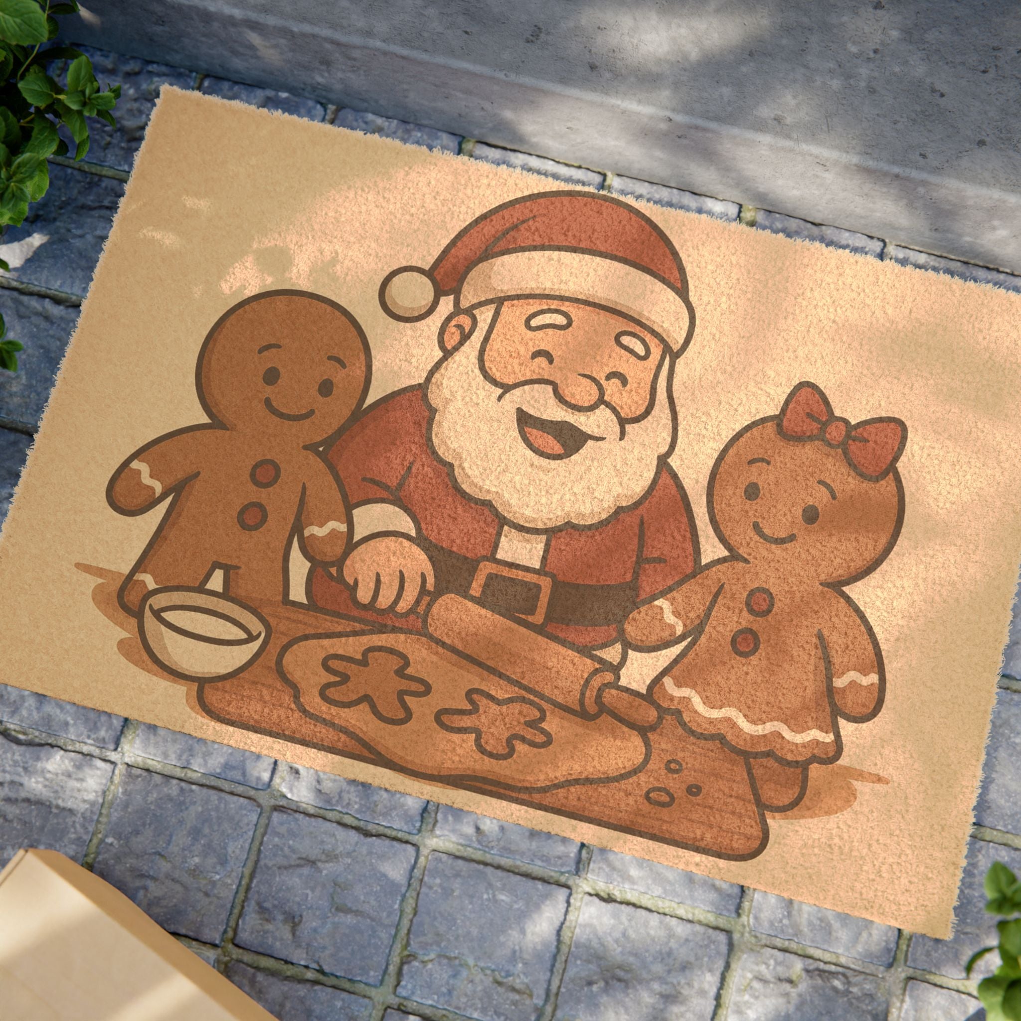 Christmas Santa Baking Gingerbread Doormat