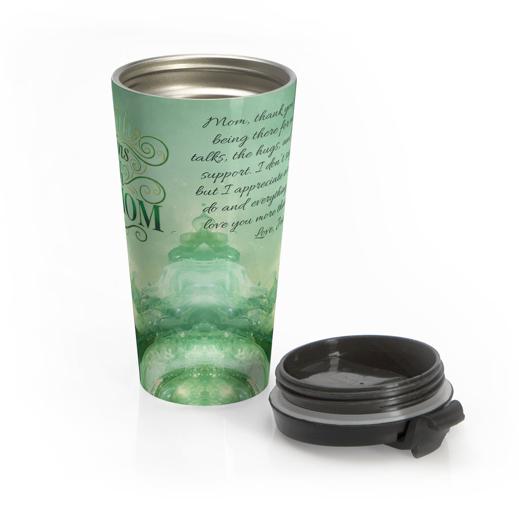 Personalized - Thank You Mom Stainless Steel Travel Mug - Sentimental Green Keepsake Gift