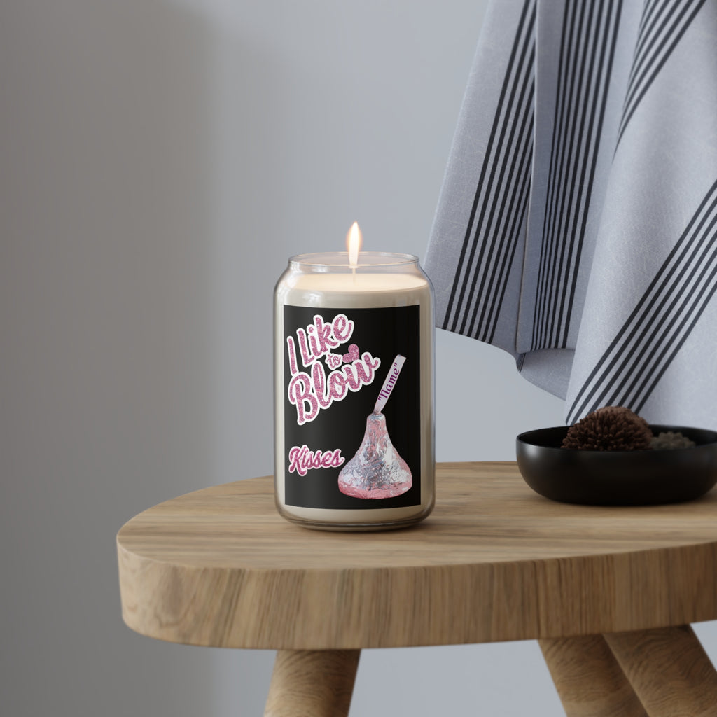 13.75oz Scented Soy Candle — “I Like to Blow Kisses” Pink Hershey Kiss Design