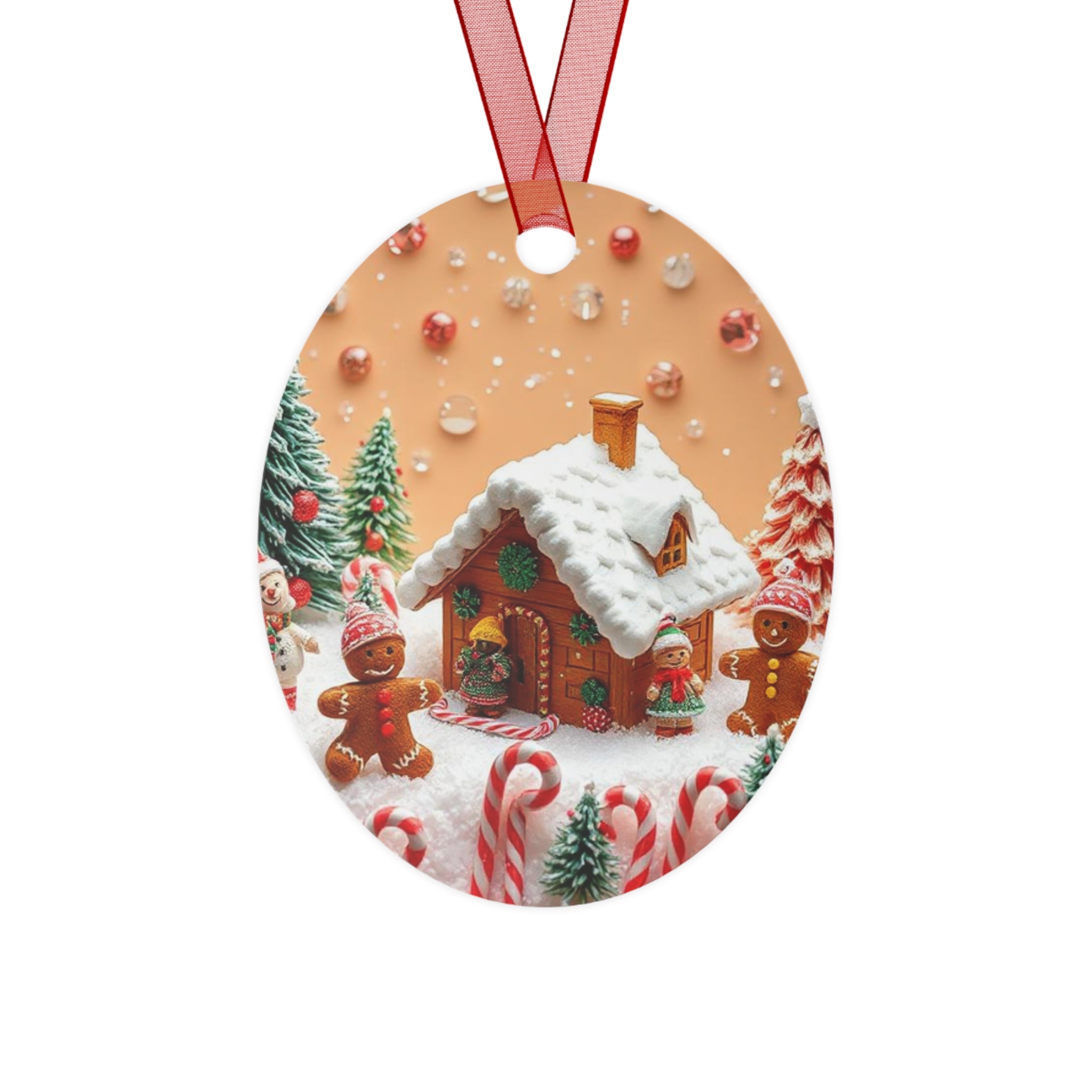 Gingerbread Cottage Metal Ornament — Christmas Bell Holiday Decoration