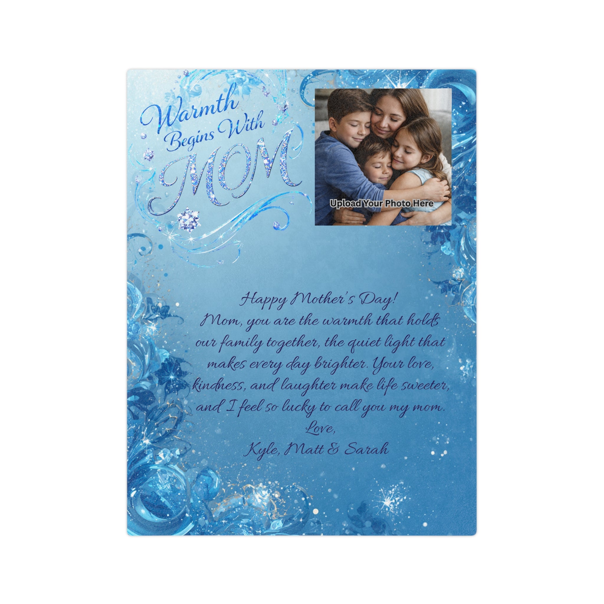 Mother's Day Velveteen Blanket — "Warmth Begins With Mom" Microfiber Throw