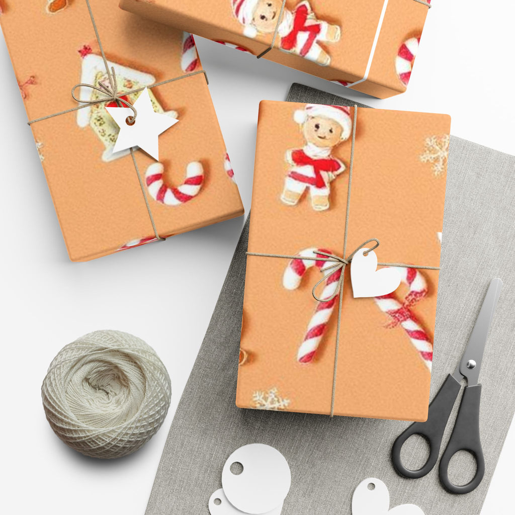 Wrapping Paper — Gingerbread & Candy Cane Holiday Gift Wrap