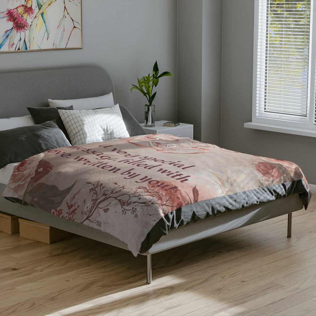 Velveteen Blanket — "Wrapped In Love" Personalized Floral Throw