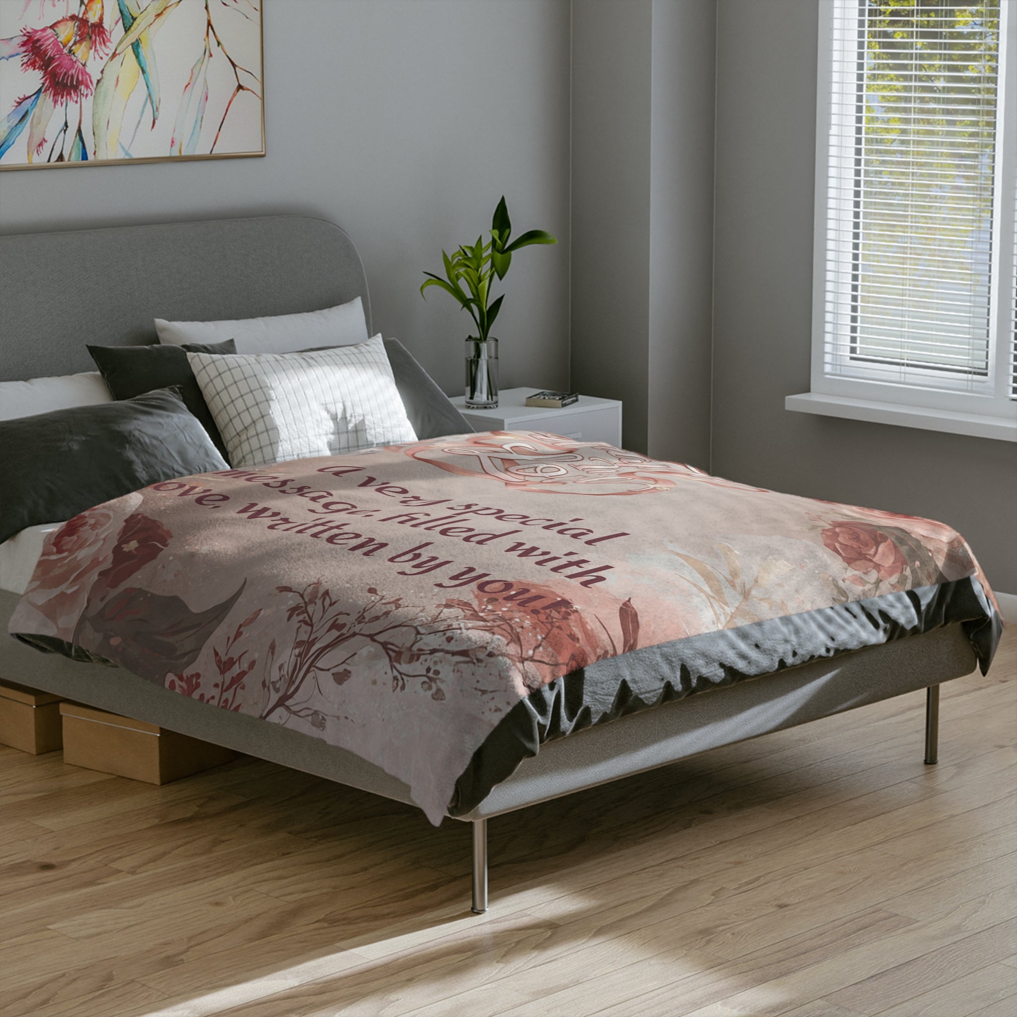 Velveteen Blanket — "Wrapped In Love" Personalized Floral Throw