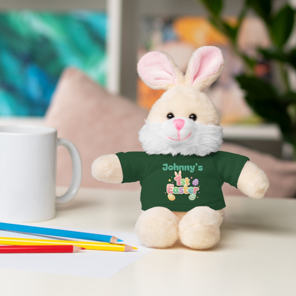 Personalized 1st Easter Plush Bunny with Tee — Custom Baby Easter Gift