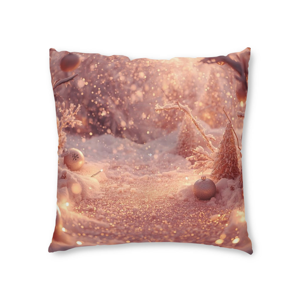 Winter Wonderland Tufted Floor Pillow — Festive Snowy Scene Decorative Cushion
