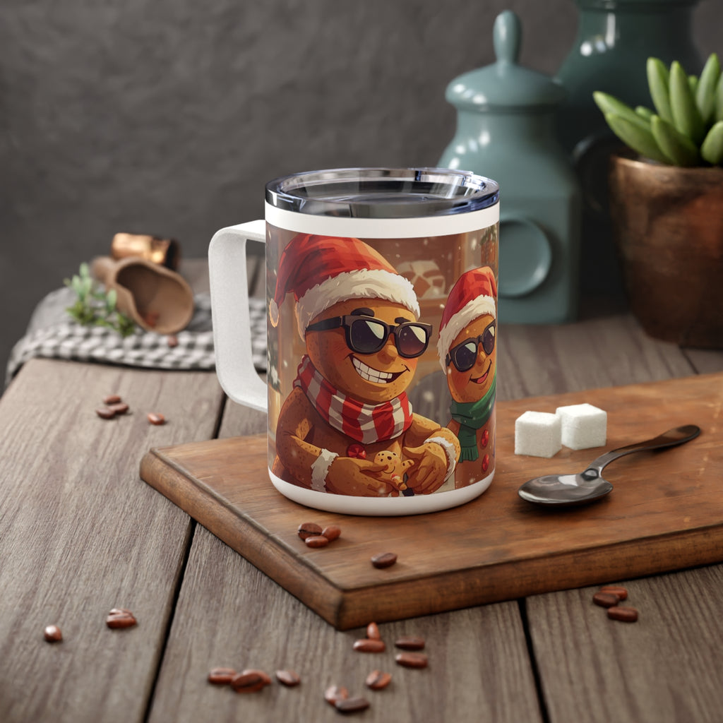 10oz Insulated Coffee Mug — Cool Gingerbread Holiday Coffee Tumbler