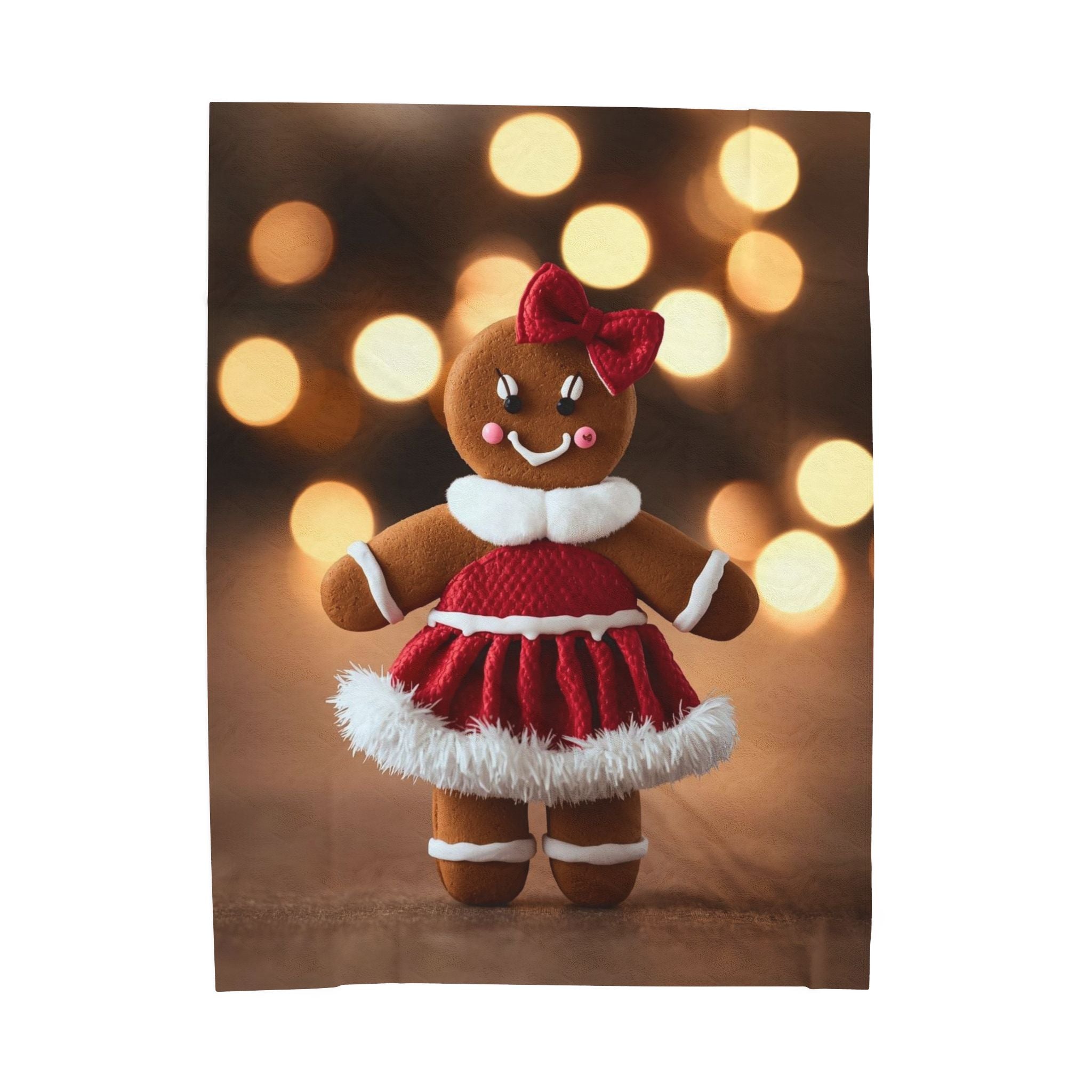 Gingerbread Girl Holiday Plush Blanket — Velveteen Christmas Throw