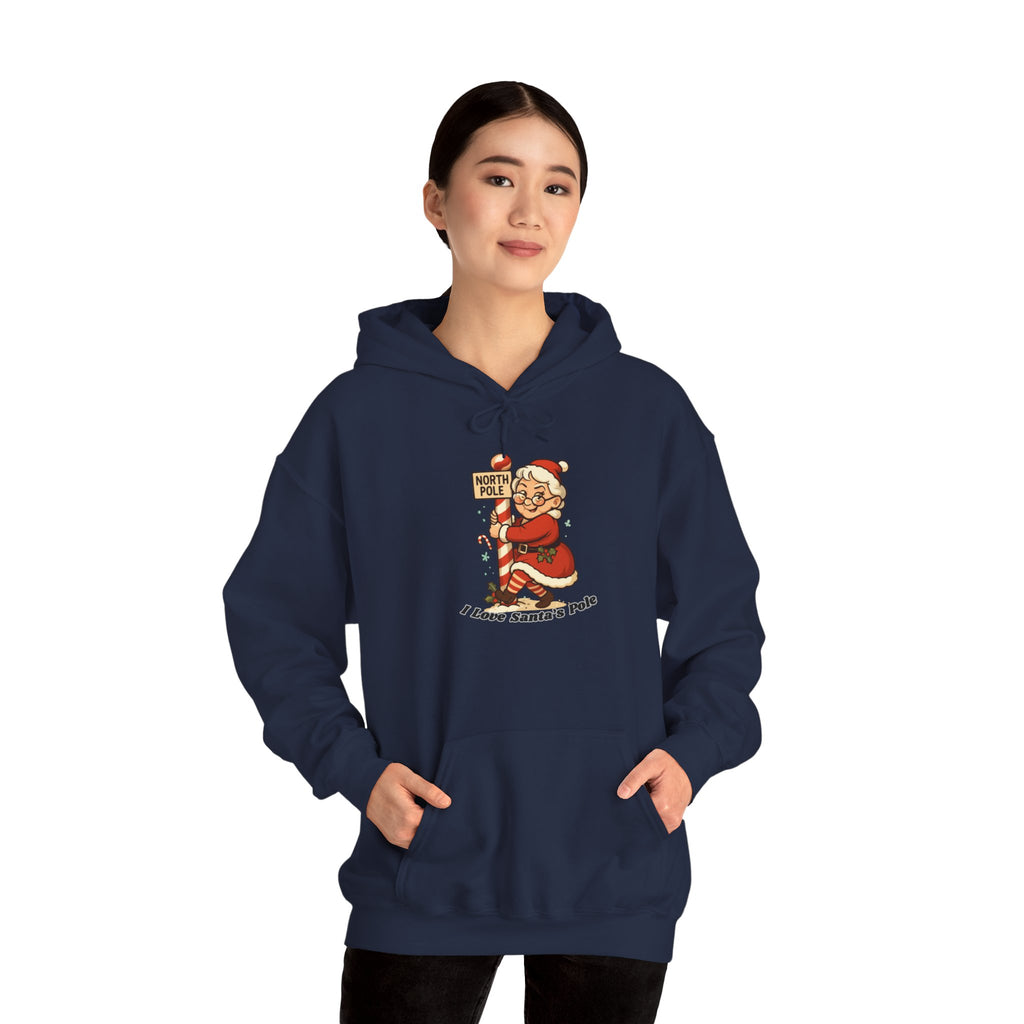 Adult Themed Mrs. Clause Hoodie - 'I Love Santa's Pole' Christmas Attire