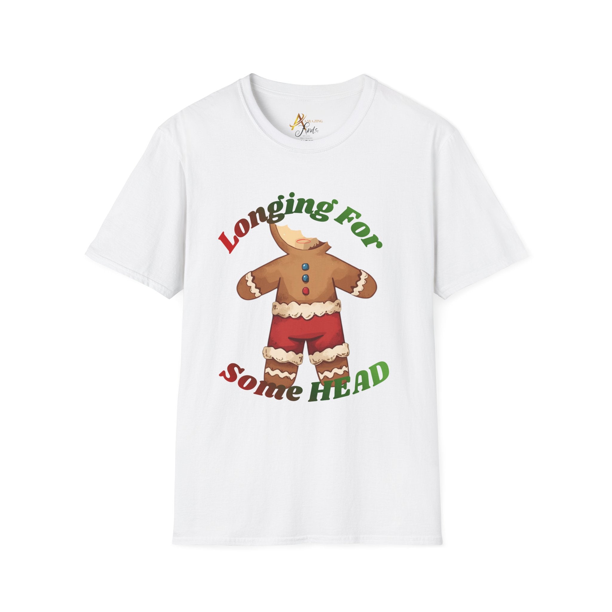 Adult Themed Headless Gingerbread Man T-Shirt - 'Longing For Some Head' Christmas Attire
