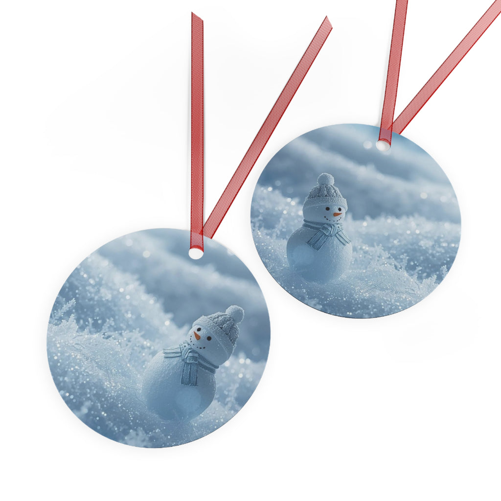 Snowman Metal Ornament — Winter Holiday Christmas Tree Decoration