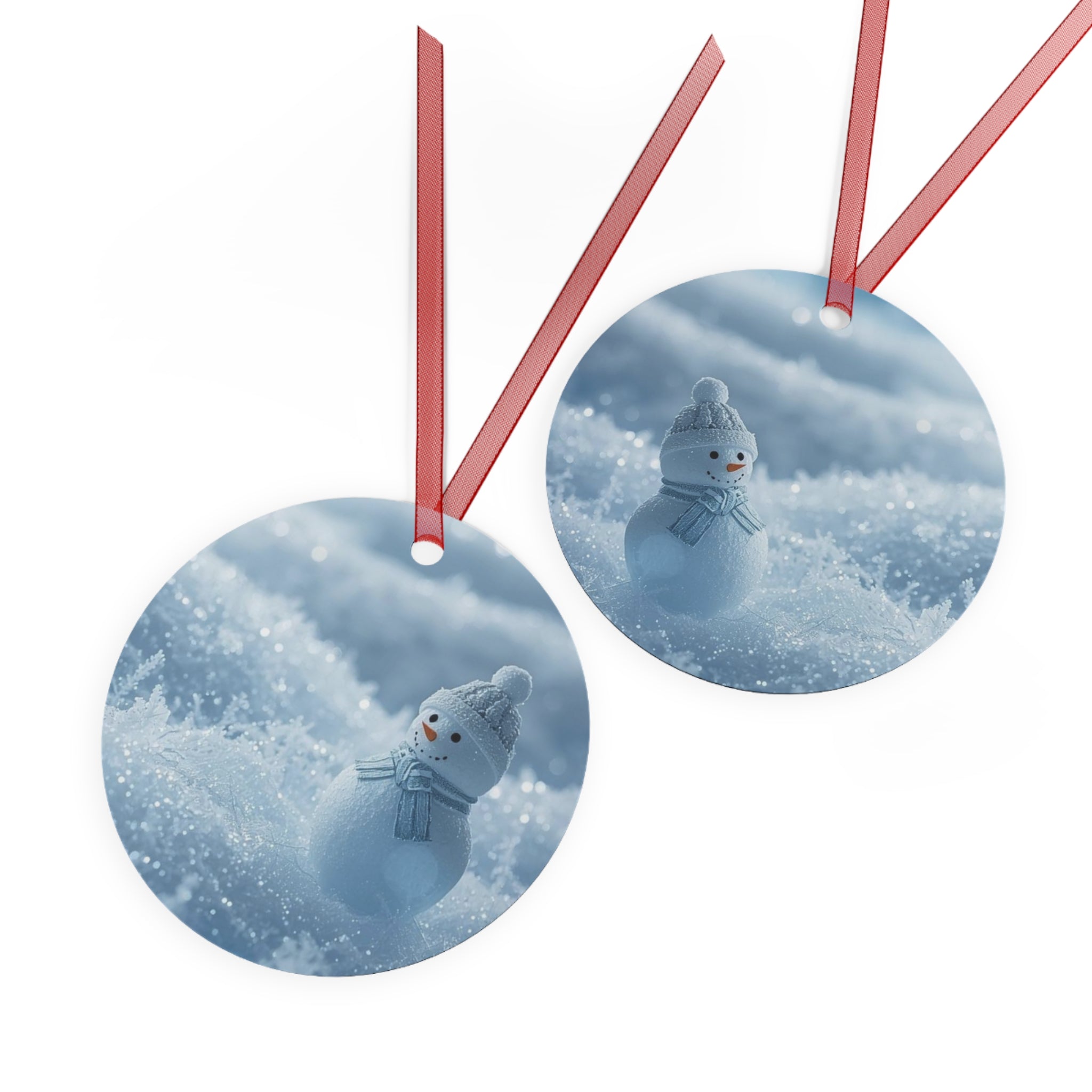 Snowman Metal Ornament — Winter Holiday Christmas Tree Decoration