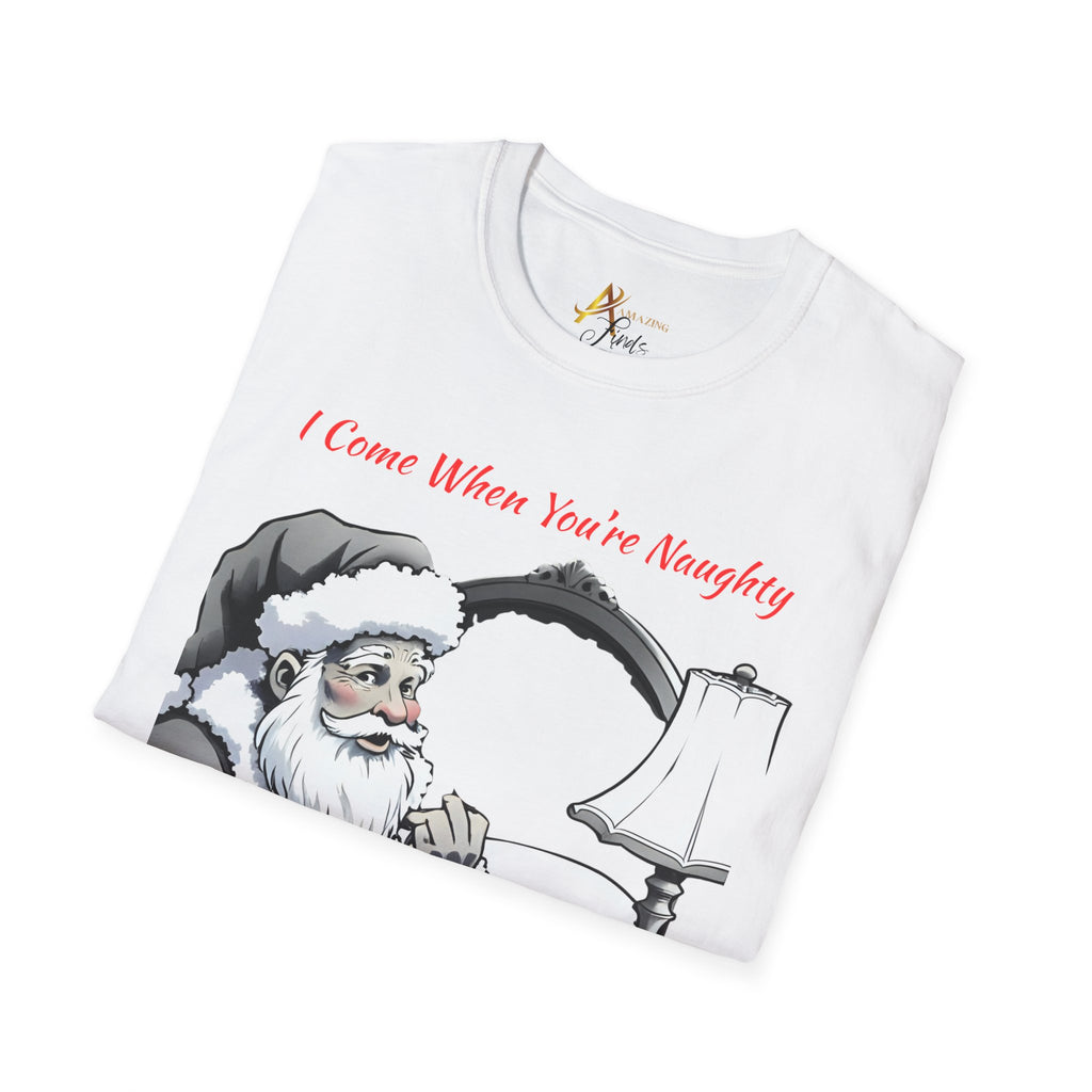 Adult Themed Santa In Bed T-Shirt – 'I Come When You’re Naughty' Christmas Attire