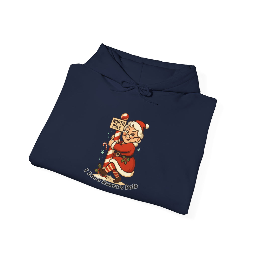 Adult Themed Mrs. Clause Hoodie - 'I Love Santa's Pole' Christmas Attire