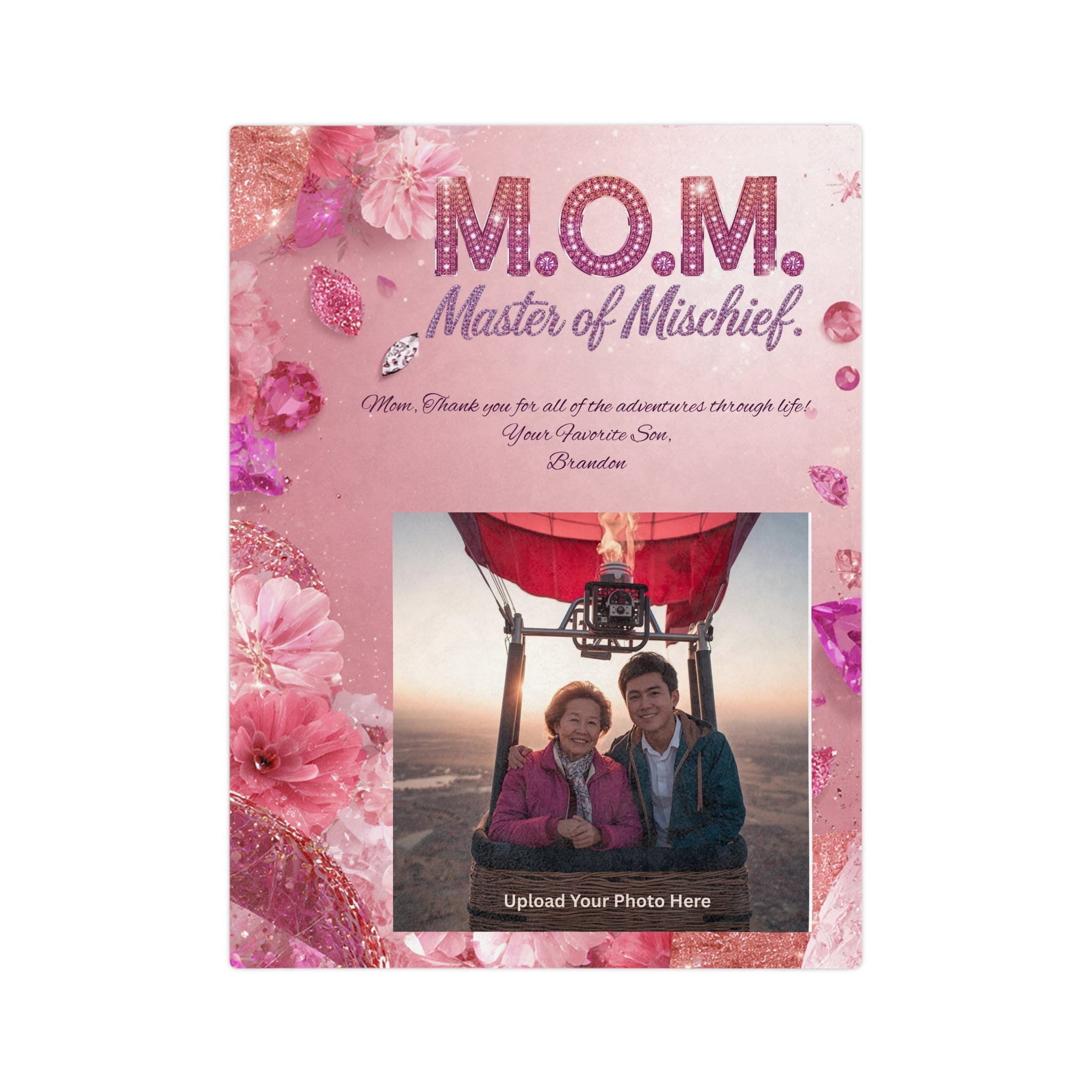 Personalized 'M.O.M. Master of Mischief' Photo Velveteen Blanket