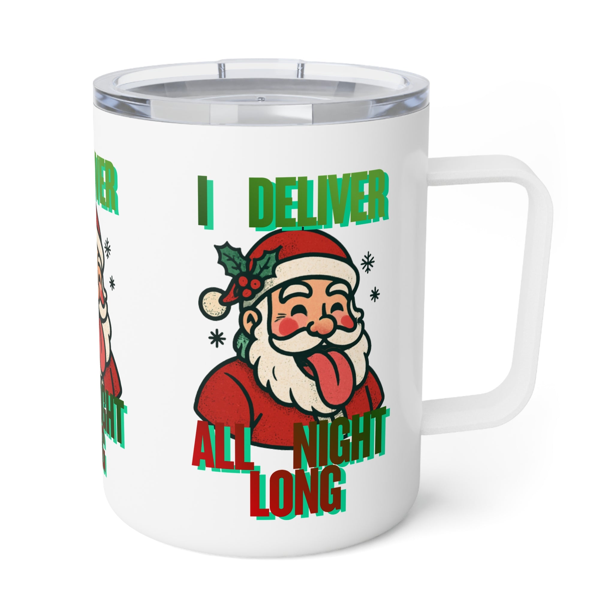 10oz Insulated Adult Themed Coffee Mug - 'I Deliver All Night Long' Hilarious Holiday Tumbler