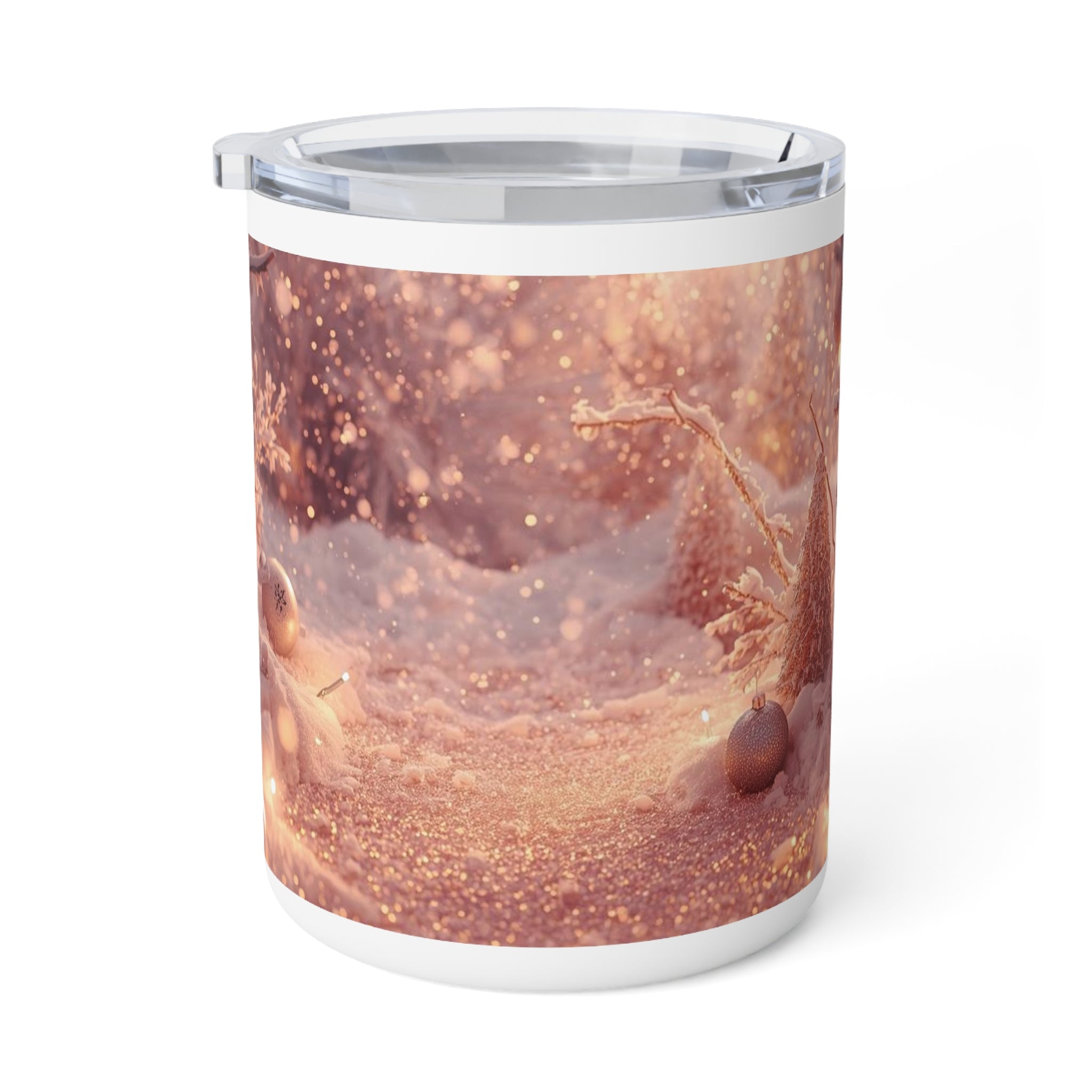 10oz Insulated Coffee Mug — Cozy Winter Fairy Snow Scene