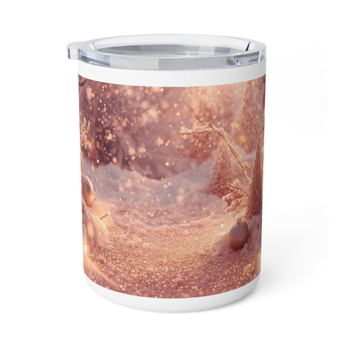10oz Insulated Coffee Mug — Cozy Winter Fairy Snow Scene