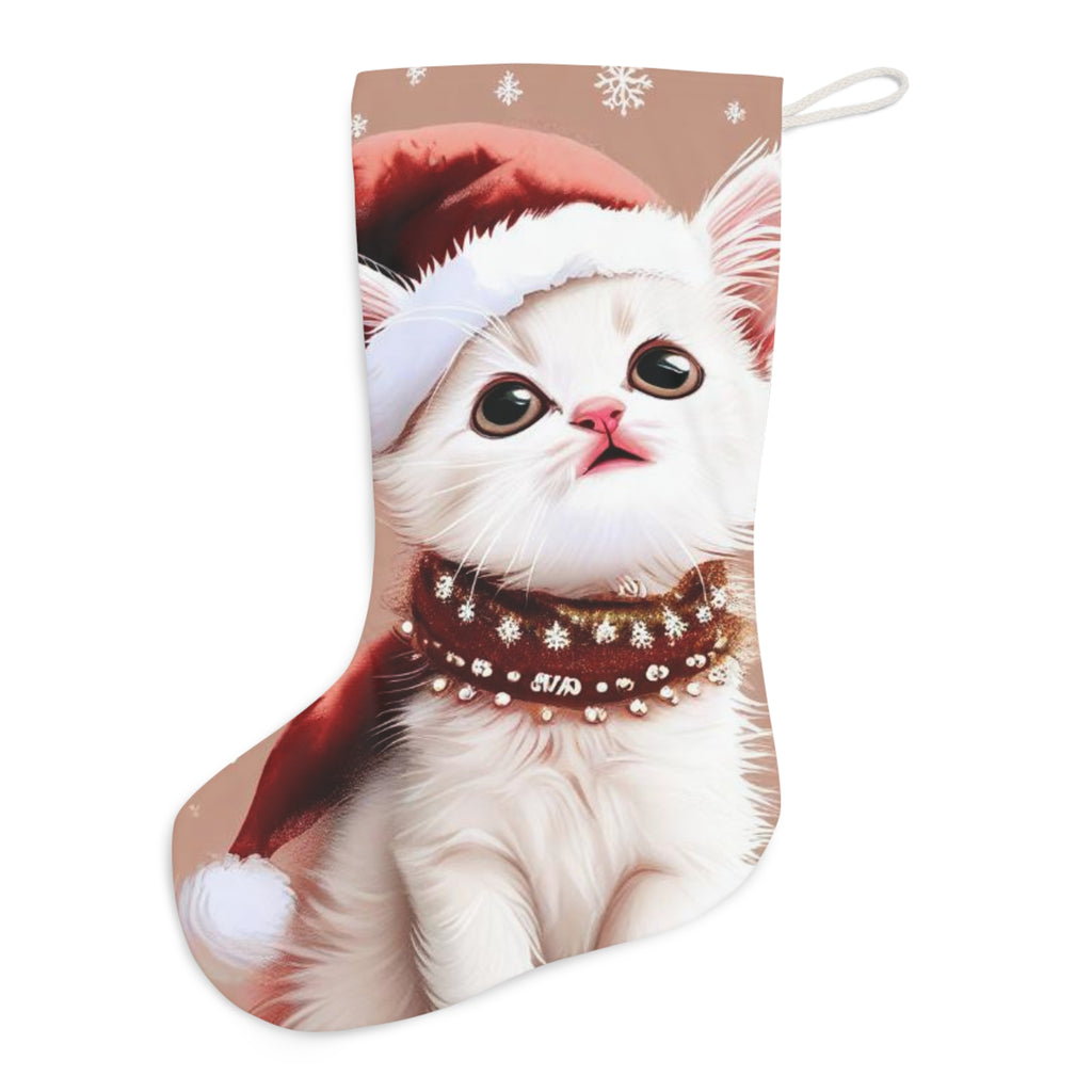 Cute Kitten Santa Stocking — Christmas Cat Holiday Stocking