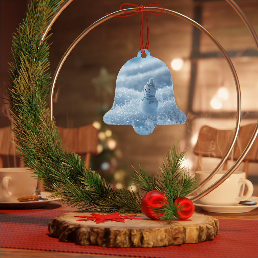 Snowman Bell Metal Ornament – Cute Winter Holiday Tree Decoration