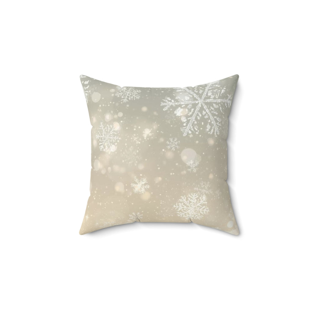 Snowflake Glow Square Pillow — Winter Holiday Decorative Throw Pillow