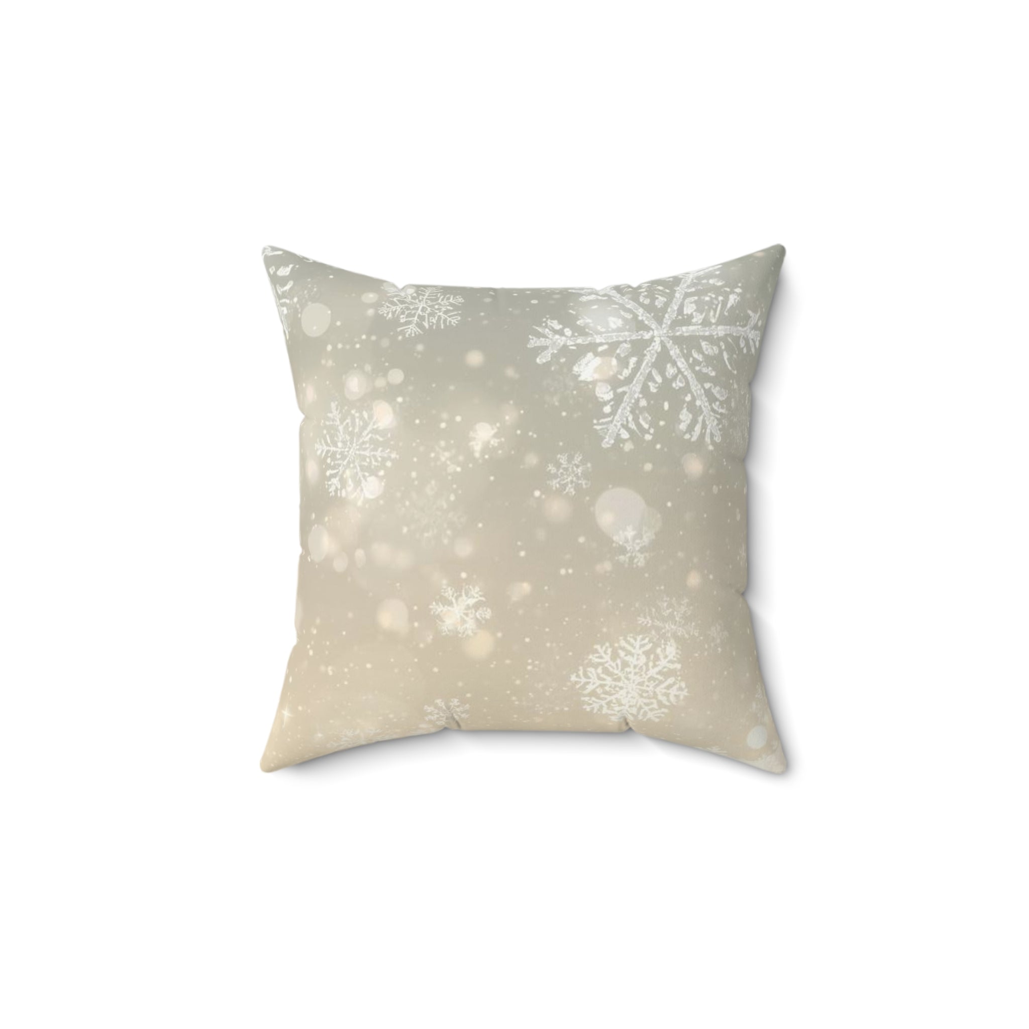 Snowflake Glow Square Pillow — Winter Holiday Decorative Throw Pillow