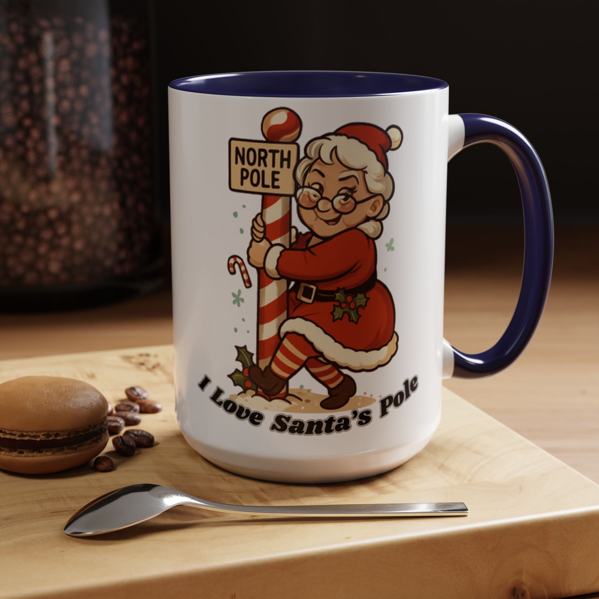 Festive Mrs. Claus Holiday Gift (11/15 oz) - 'I Love Santa's Pole' Coffee Mug