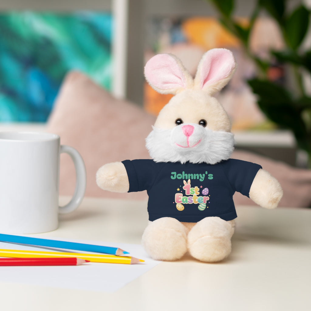Personalized 1st Easter Plush Bunny with Tee — Custom Baby Easter Gift