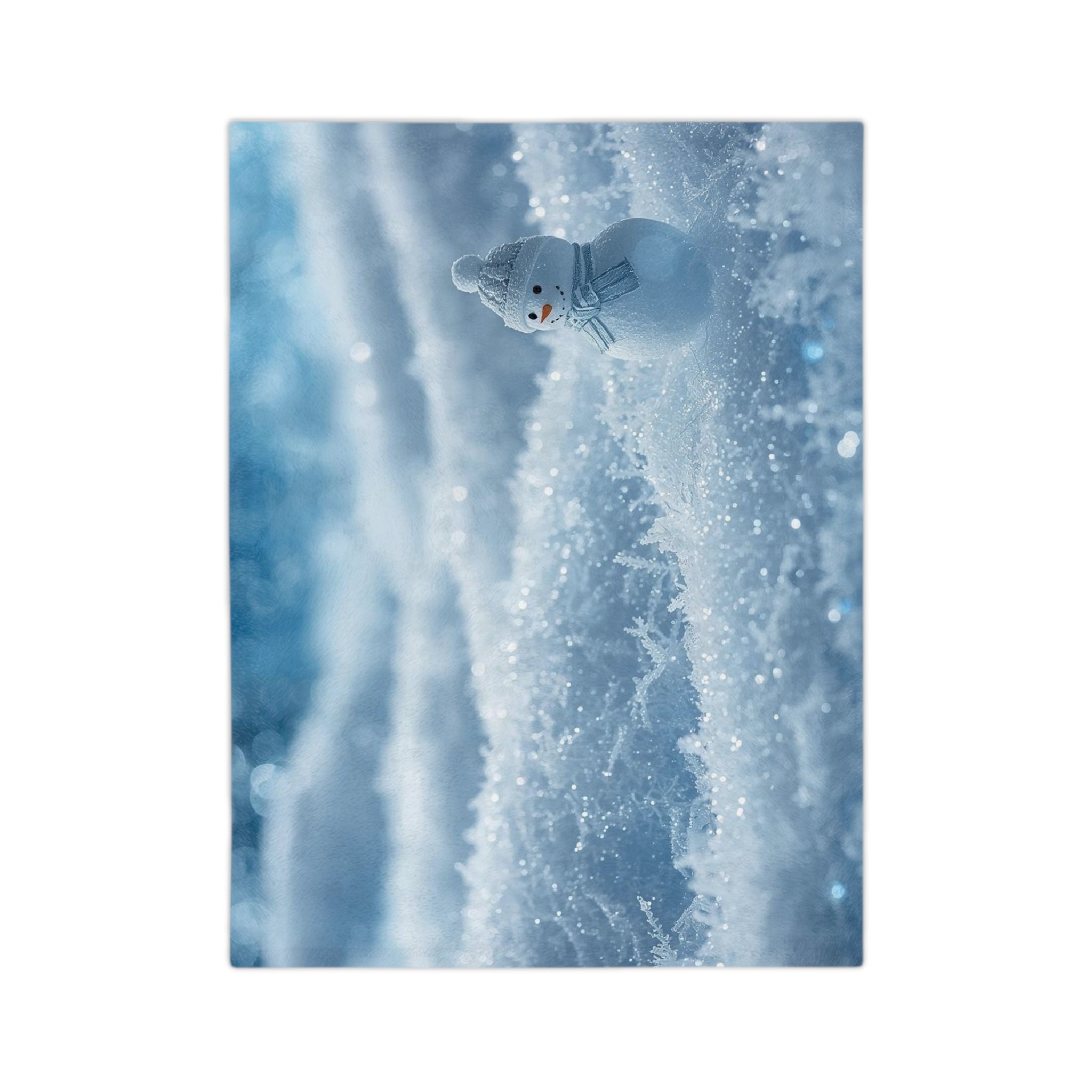 Tiny Snowman in Sparkling Snow Blanket | Velveteen Microfiber Blanket