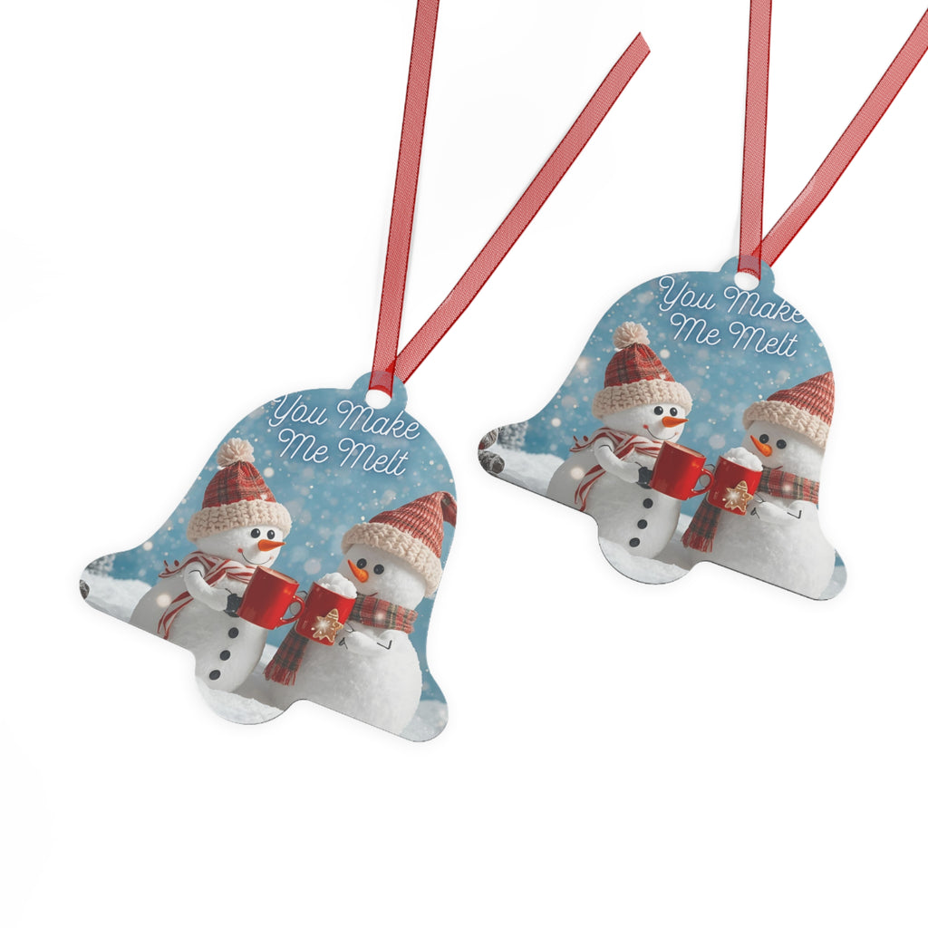 You Make Me Melt Metal Bell Ornament — Cute Snowman Couples Holiday Decoration