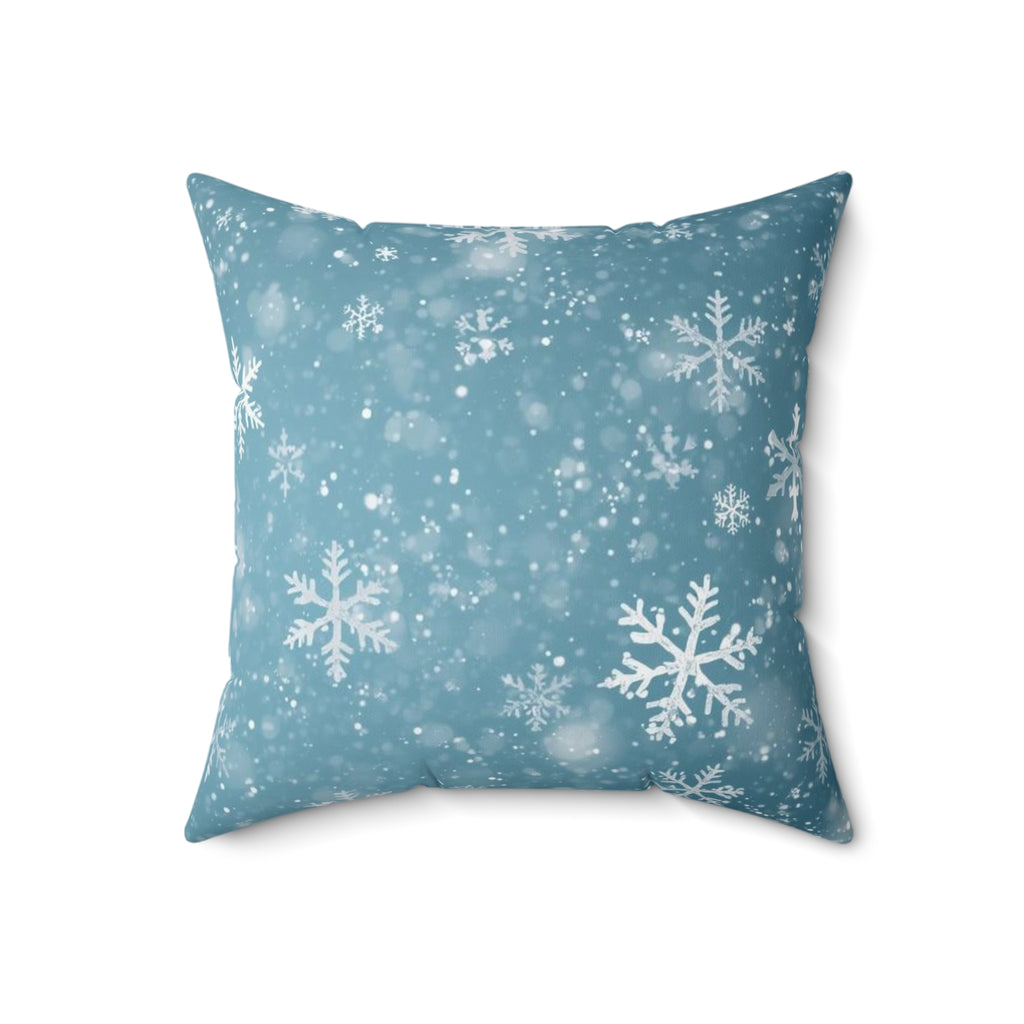 Winter Snowflake Decorative Pillow — Blue Holiday Throw Pillow