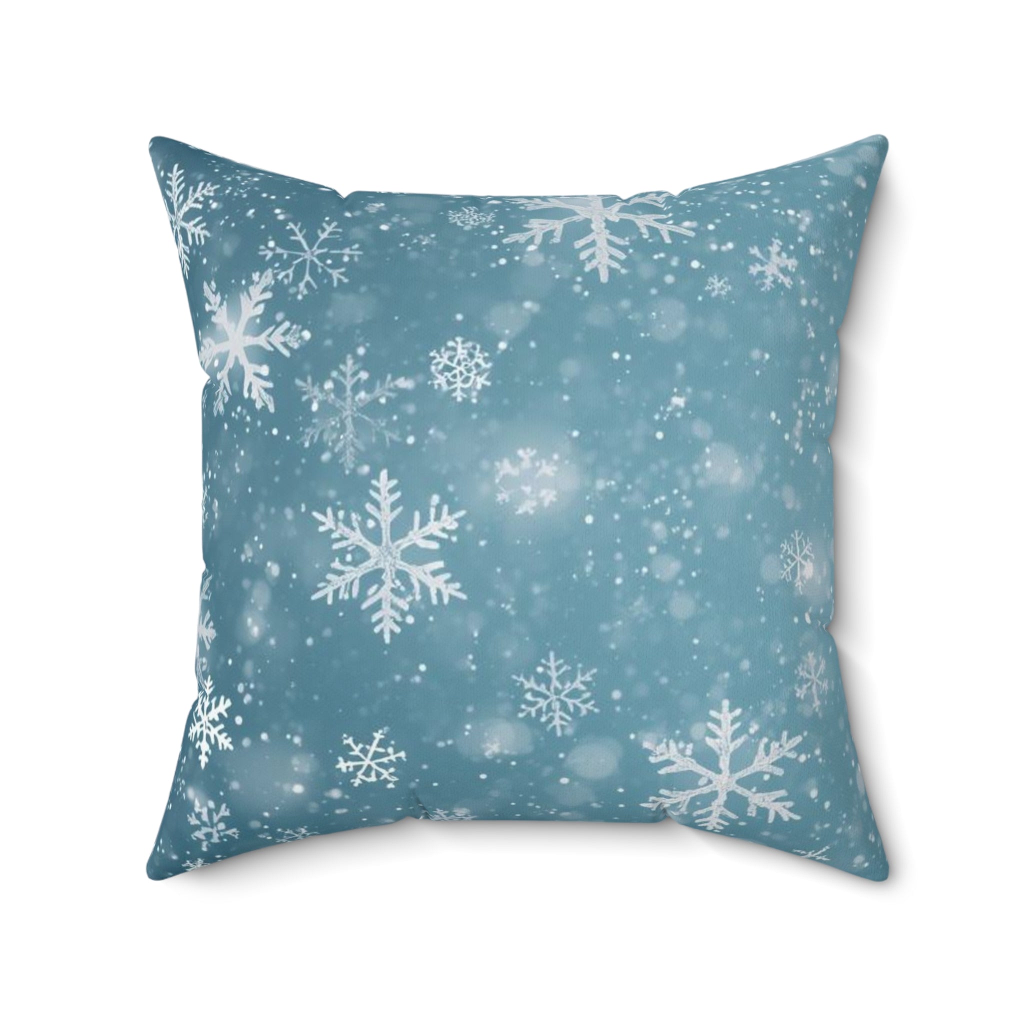 Winter Snowflake Decorative Pillow — Blue Holiday Throw Pillow