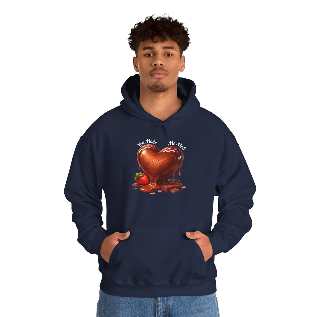 Chocolate-Dipped Heart Hoodie — Romantic Strawberry Valentine Sweatshirt