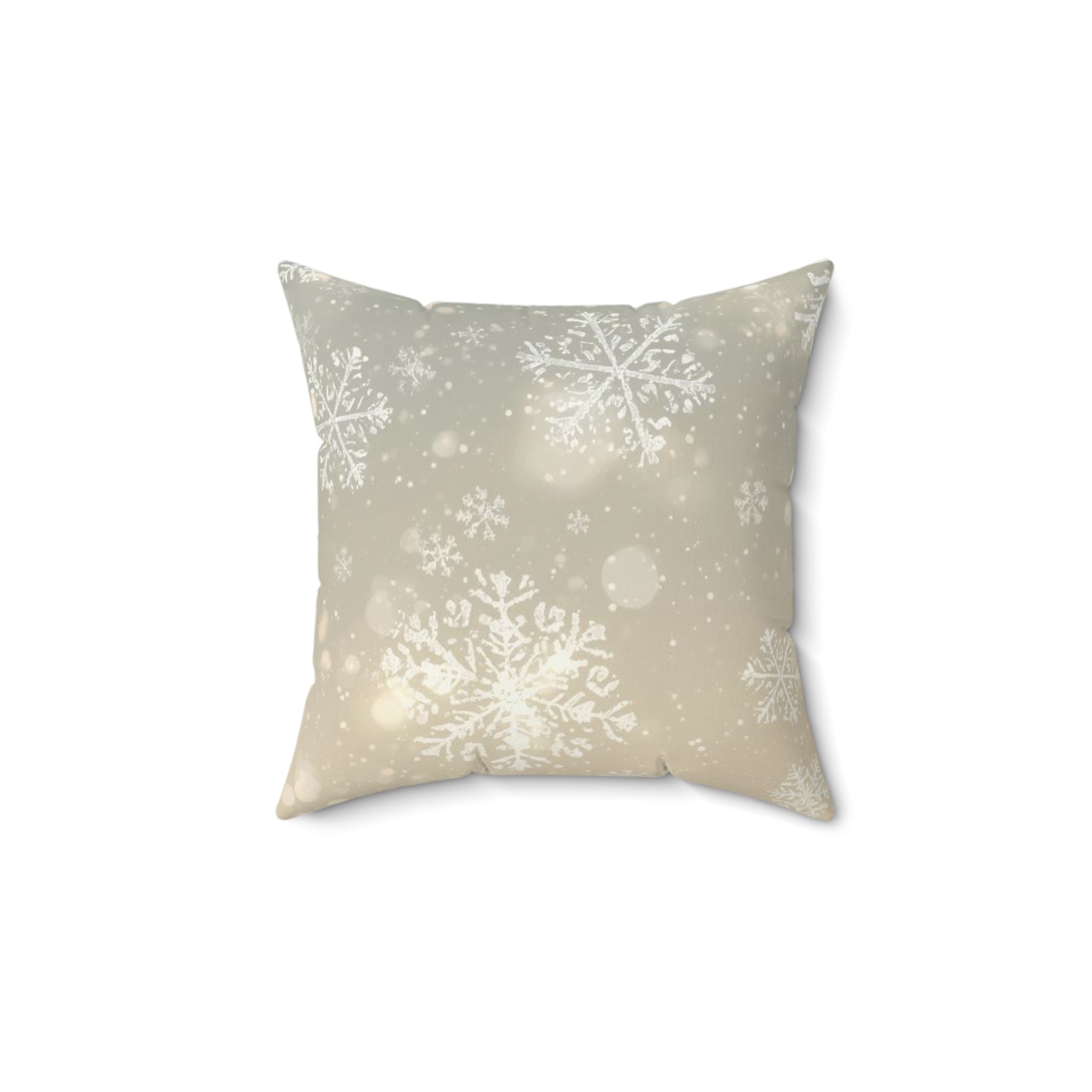Snowflake Glow Square Pillow — Winter Holiday Decorative Throw Pillow